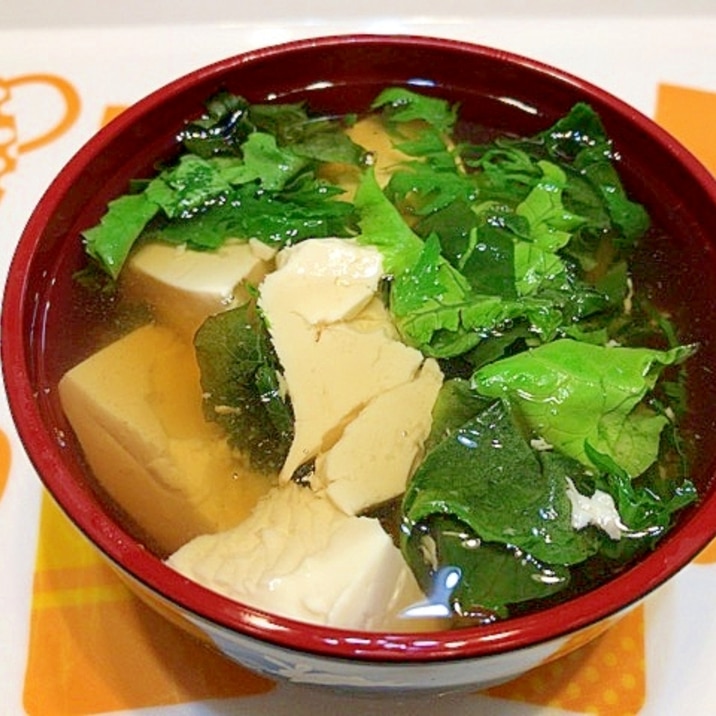 ヘルシーレシピ☆豆腐とレタスの香酢スープ